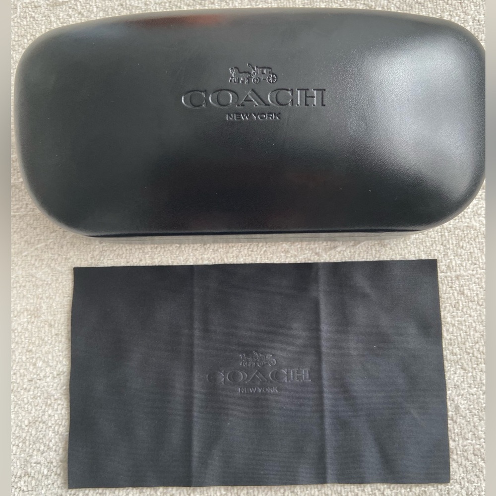 Coach Black Hard Sunglasses Case with Logo & Cleaning Cloth